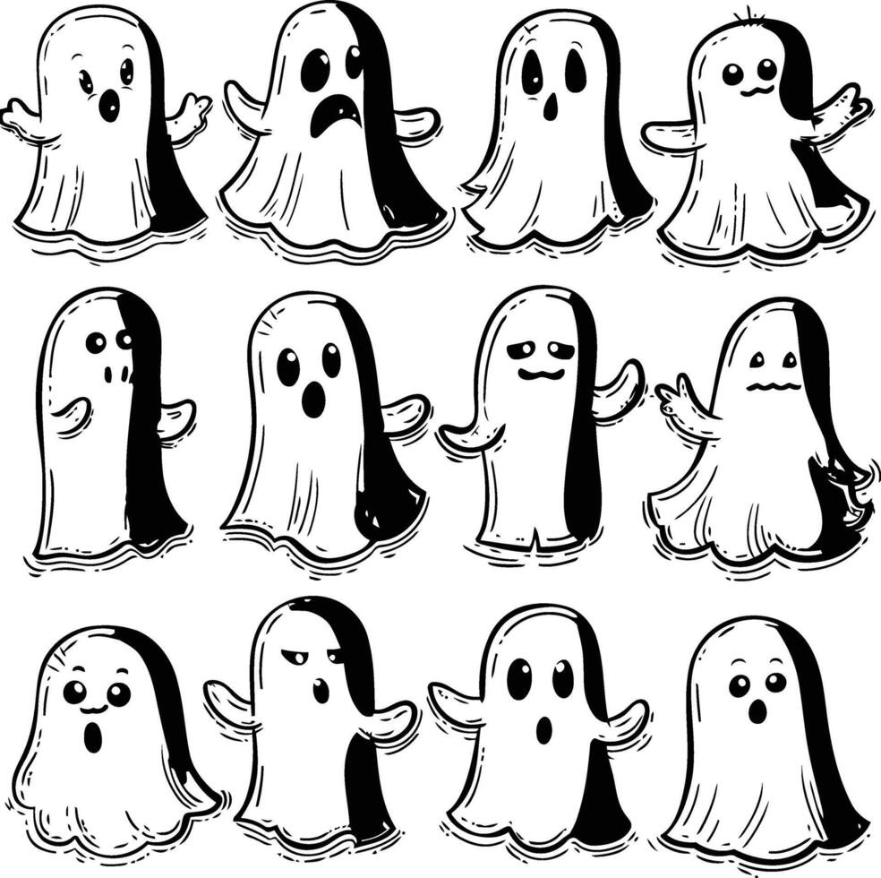 Halloween Ghost Collection in Flat Design vector