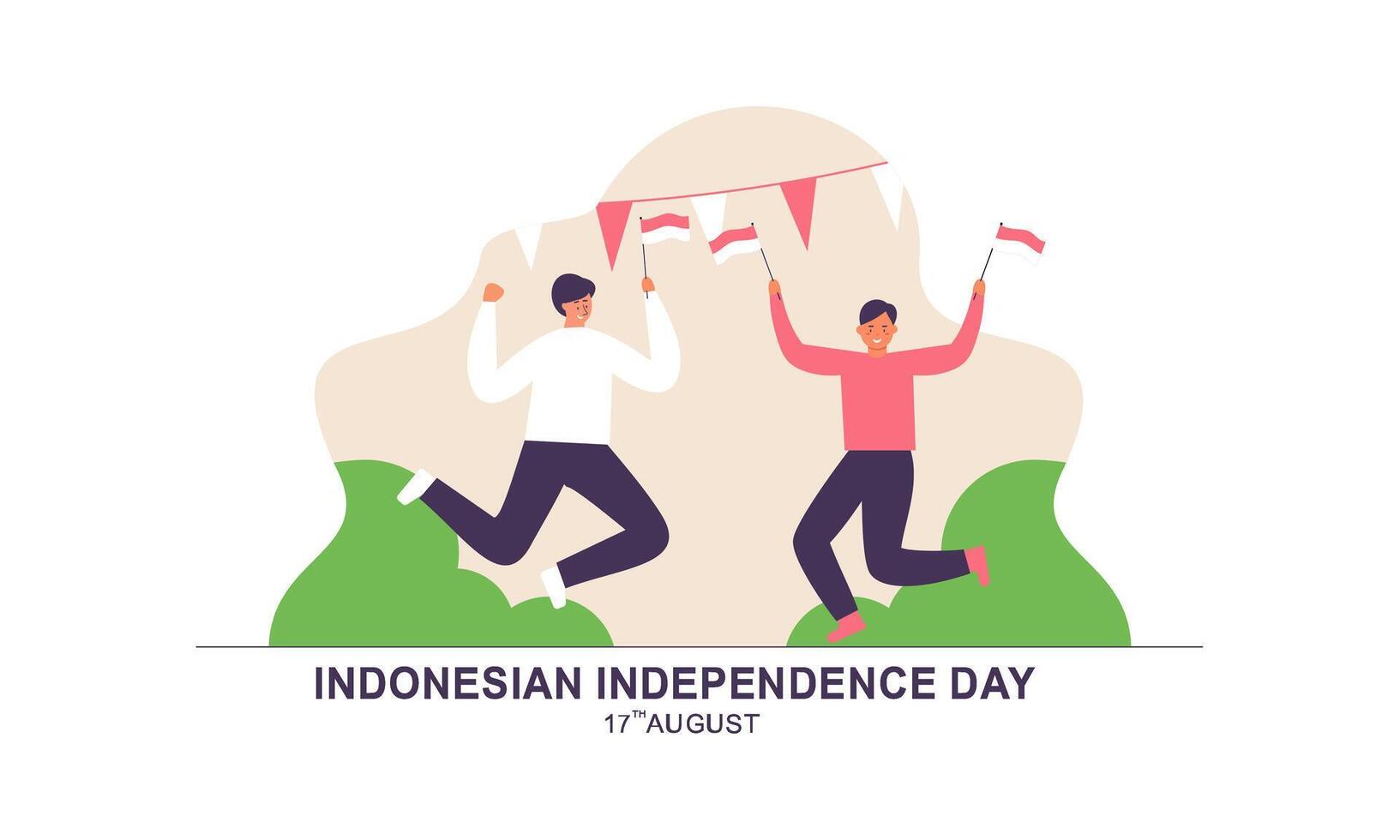 People celebrate Indonesian Independence Day by participating in competitions vector