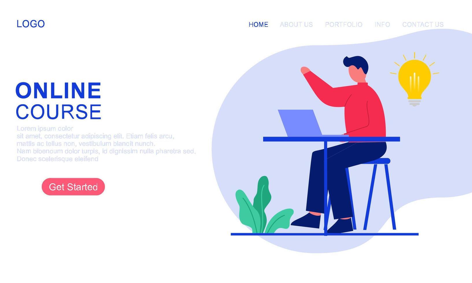 Online course or elearning concept landing page template vector