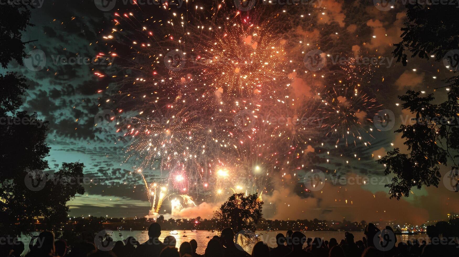 Fireworks in night sky. photo