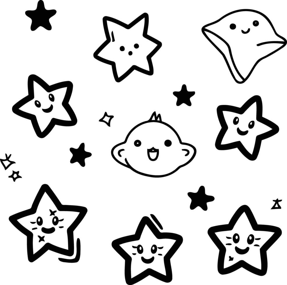 Star doodle collection. Set of hand drawn stars. Scribble illustrations. vector
