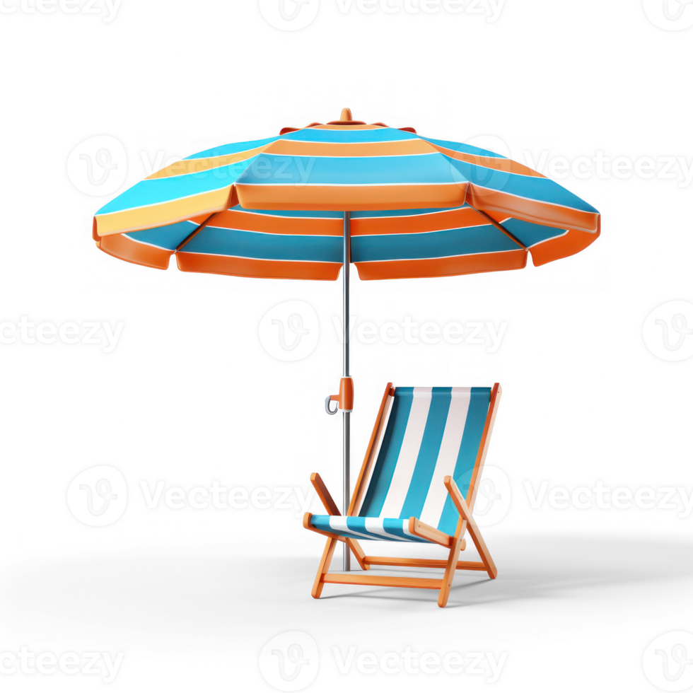 beach chair and umbrella on a transparent background png
