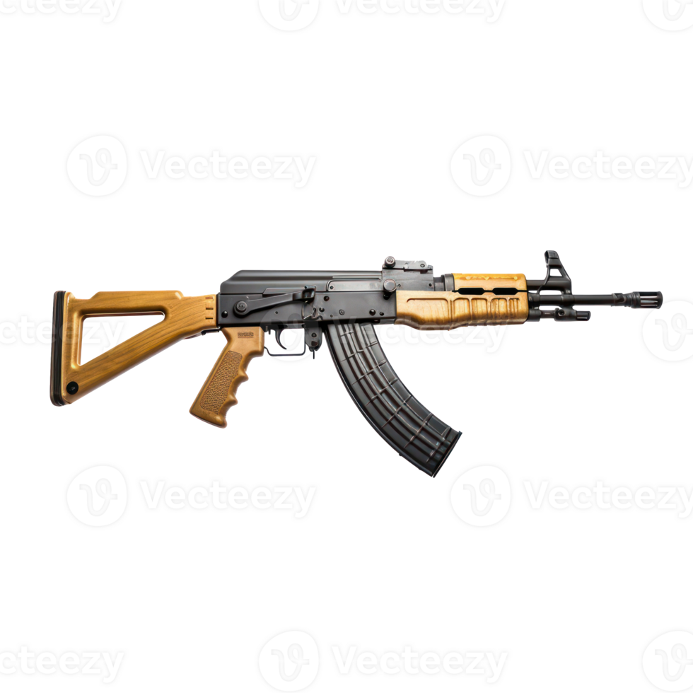 an ak - 47 machine gun on a transparent background png
