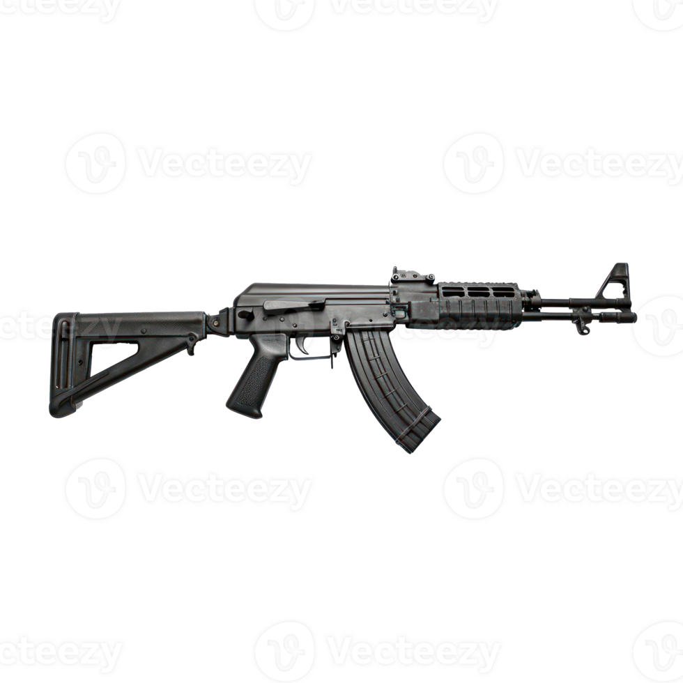 an ak47 machine gun on transparent background png
