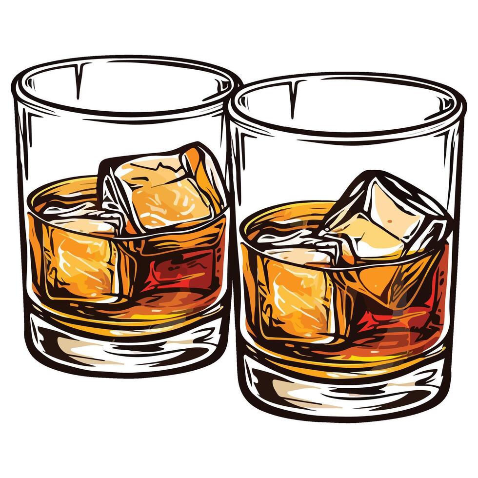 glasses of whiskey illustration vector