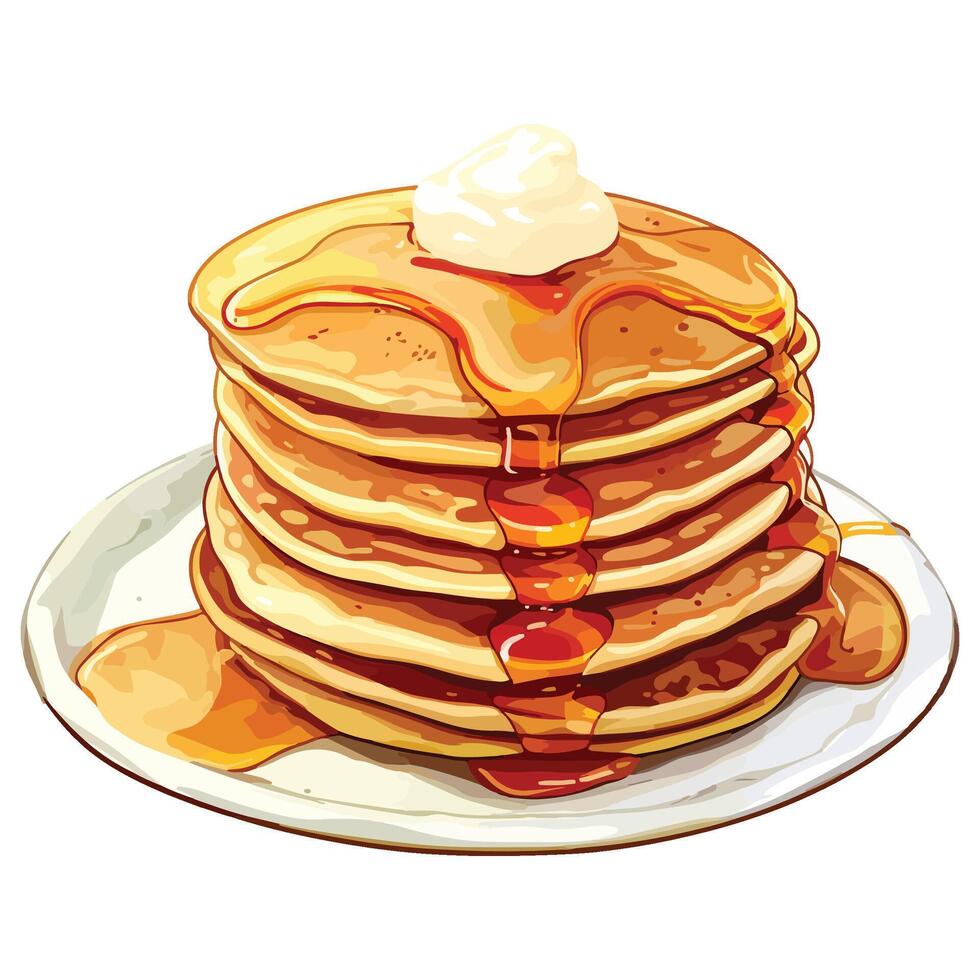 tasty pile of pancakes illustration vector