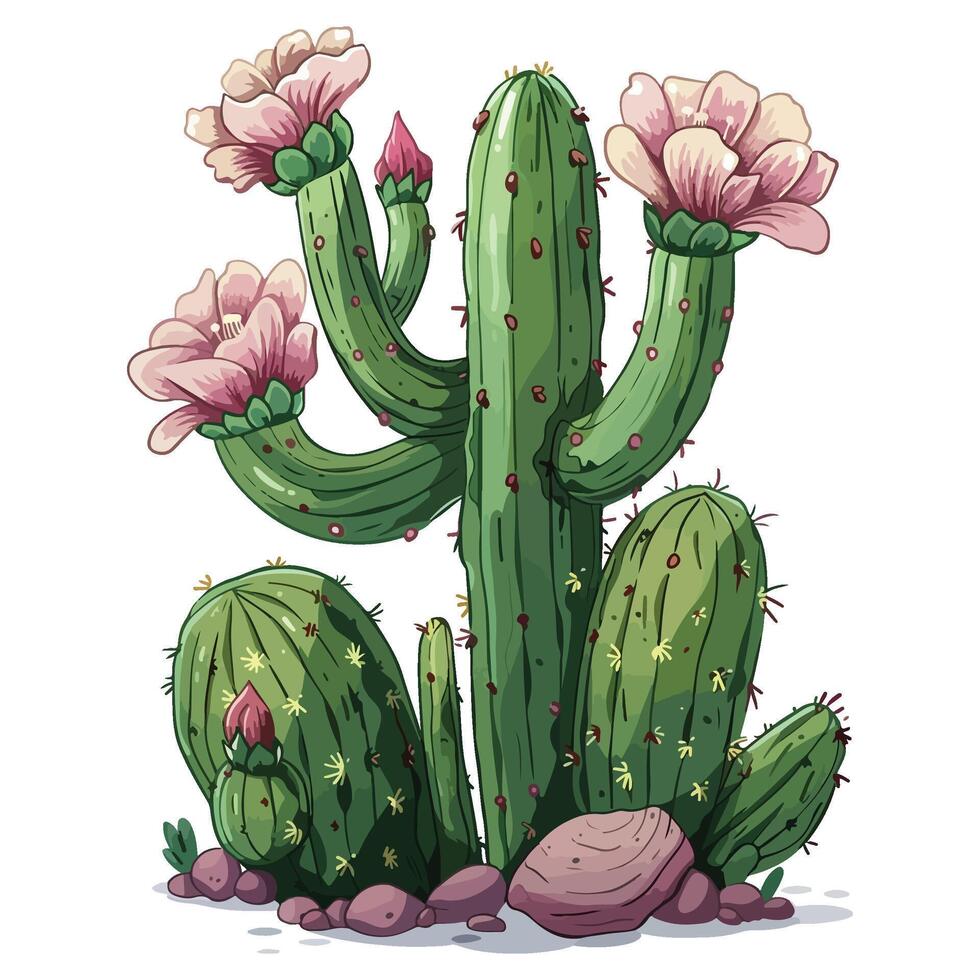 Cactus and Succulent fantasy illustration vector