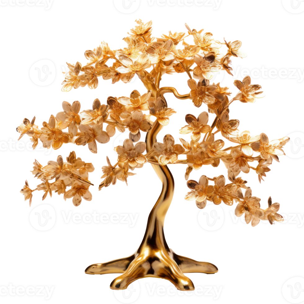 golden tree with flowers on it png