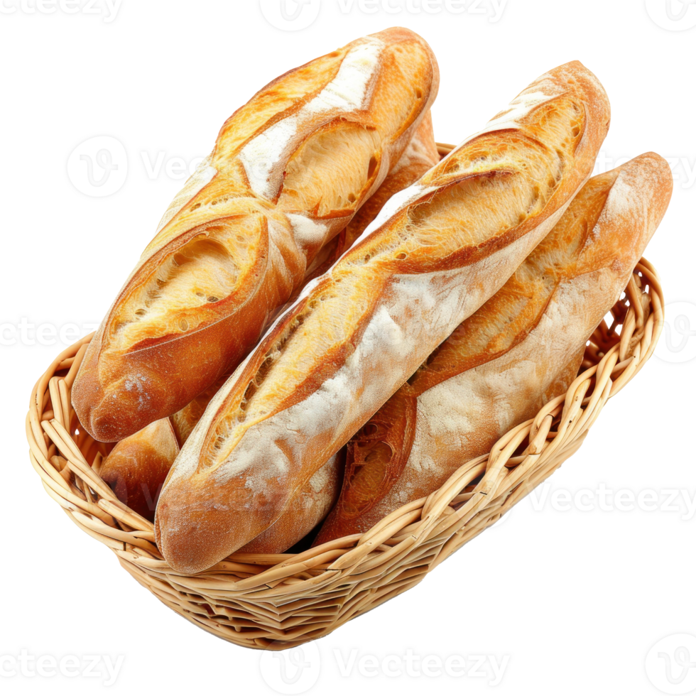 bread in a basket on transparent background png