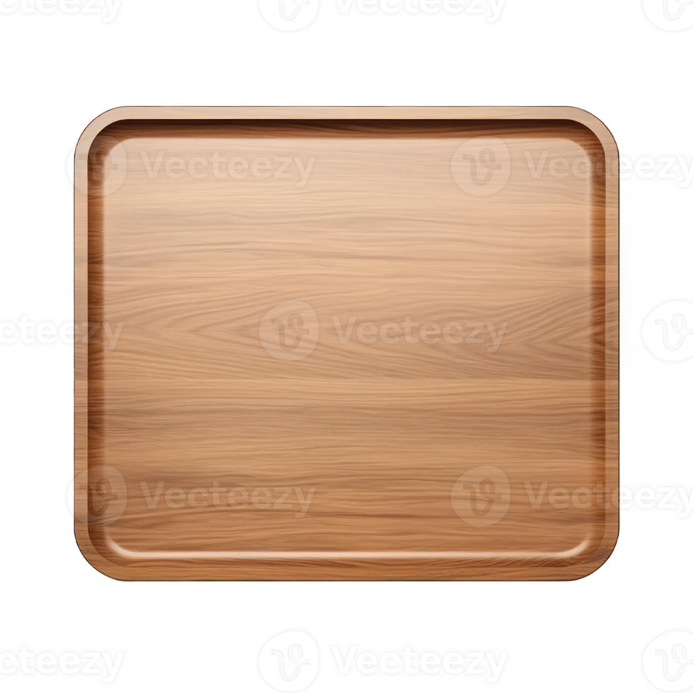 wooden tray with a flat surface on a transparent background png