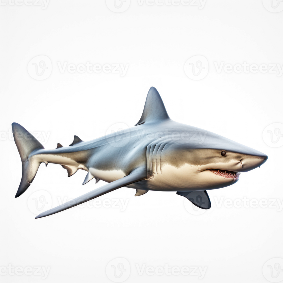 a realistic shark on a transparent background png