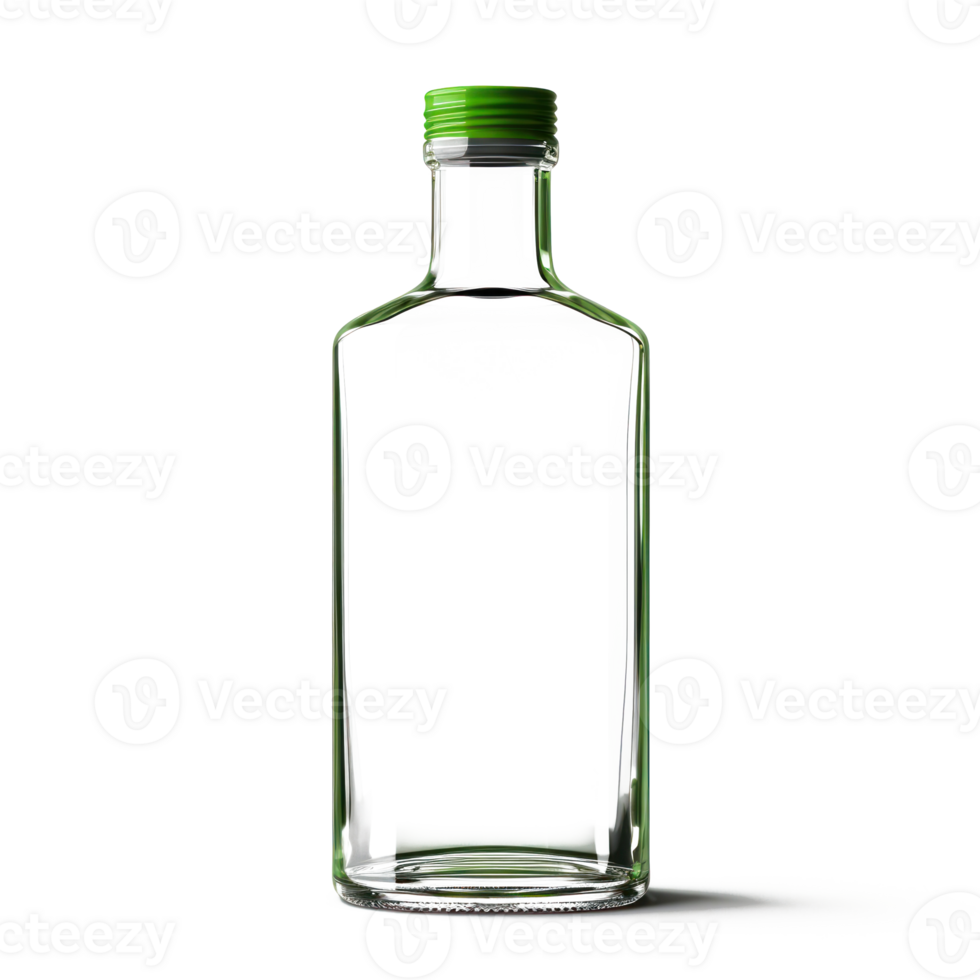 a glass bottle with a green cap on it png