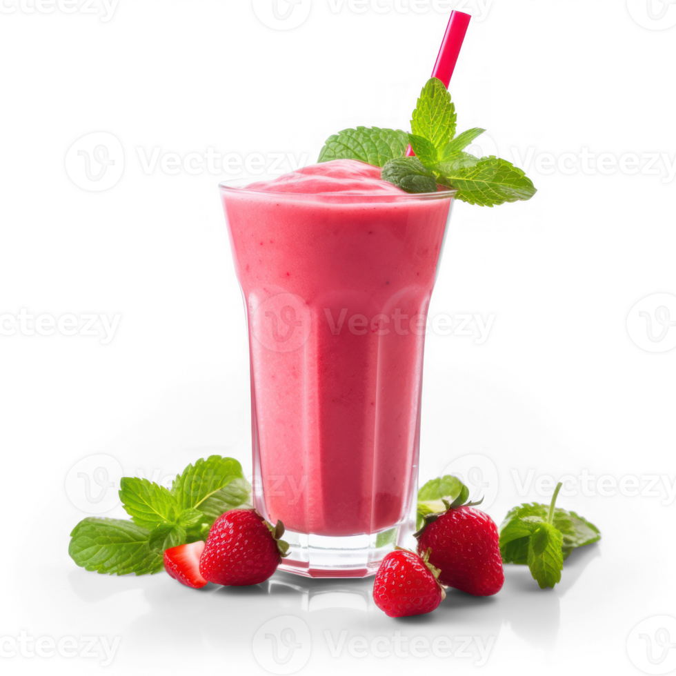 strawberry smoothie with mint leaves and strawberries png