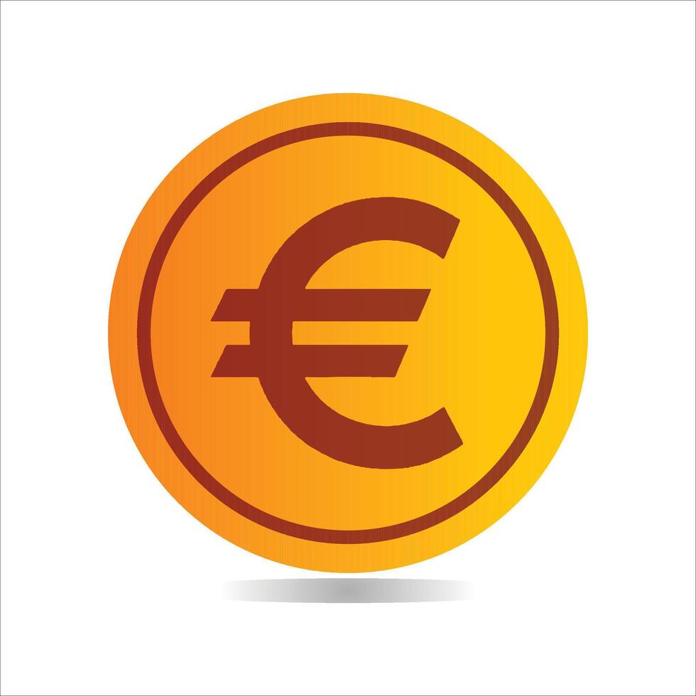 a gold coin with a euro sign on it that says euro vector