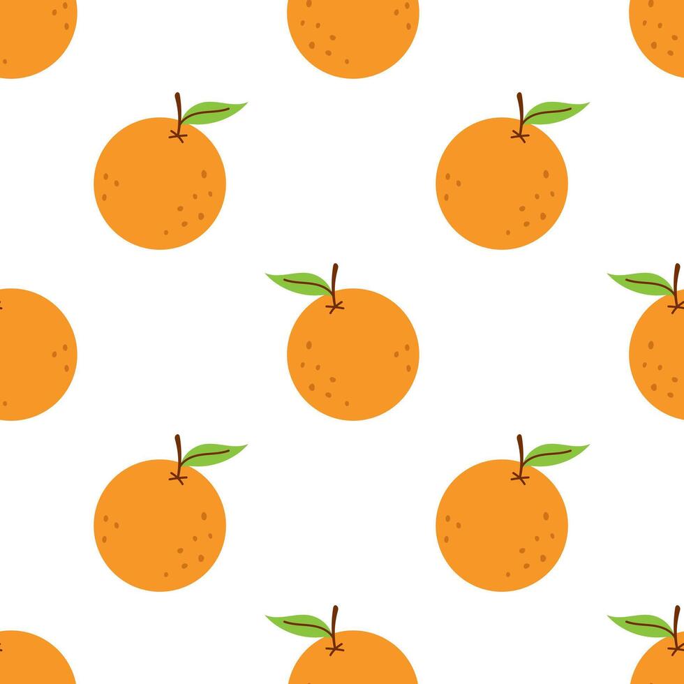 seamless pattern with orange fruits. Summer tropical fruits on a white background. Wrapping or wallpaper design. Cute exotic summer food background. Baby, kids, childish print with mango. vector