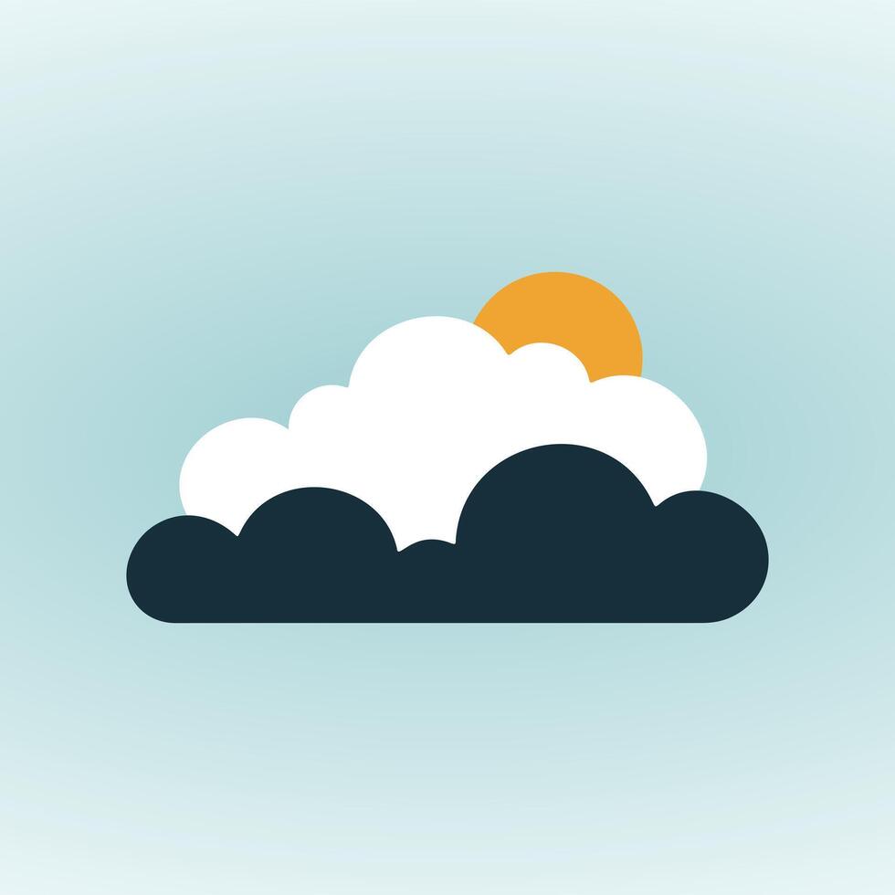 clouds and sun icon on blue background vector