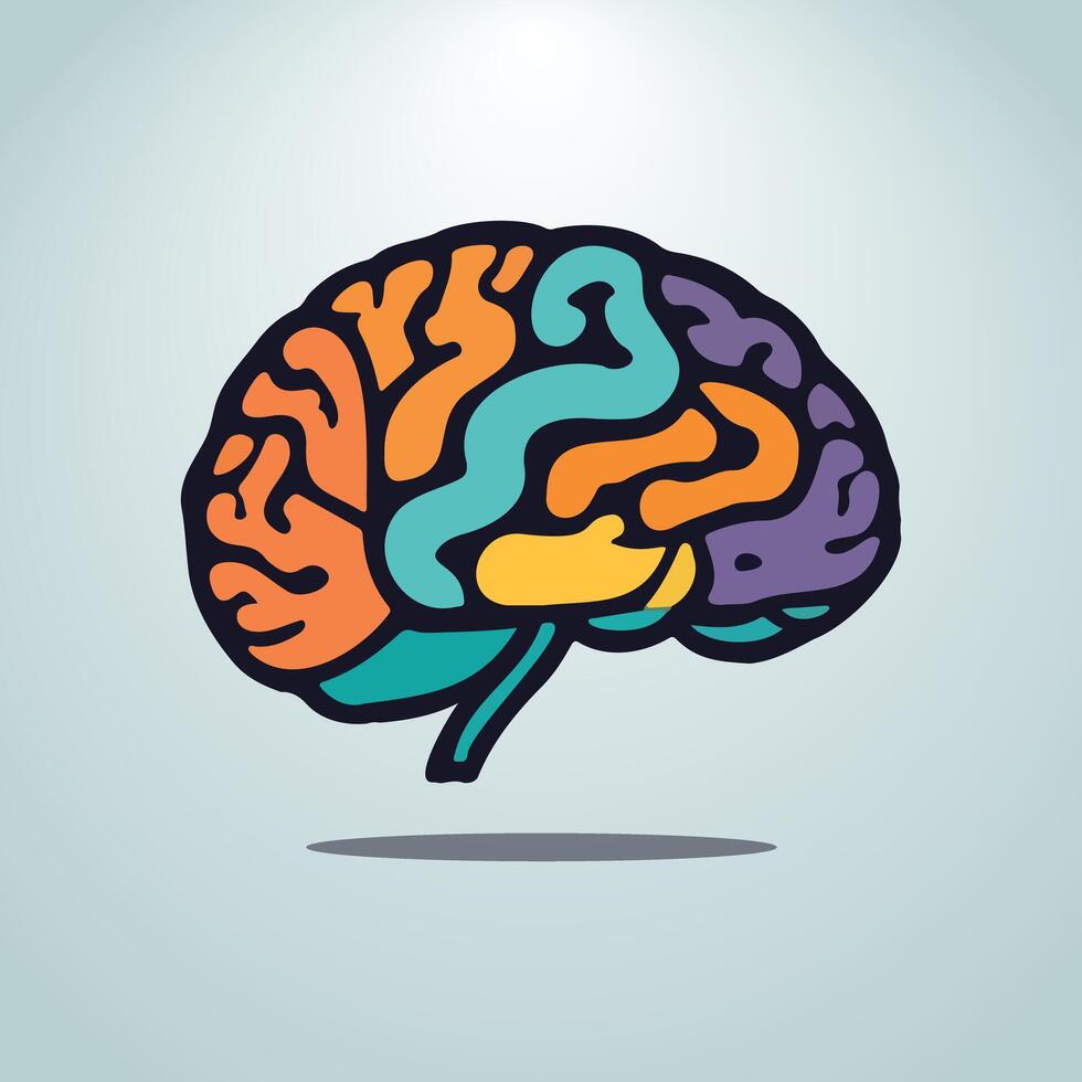 an illustration of a brain with different colors vector