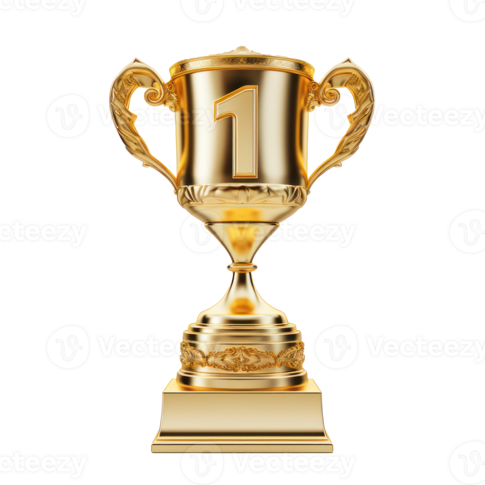 gold trophy cup on transparent background png