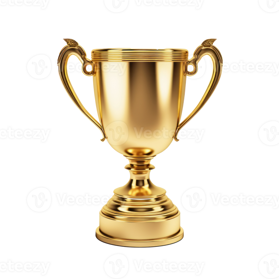 gold trophy cup on transparent background png
