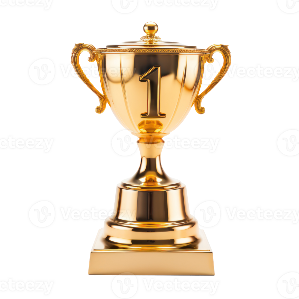 gold trophy cup on transparent background png