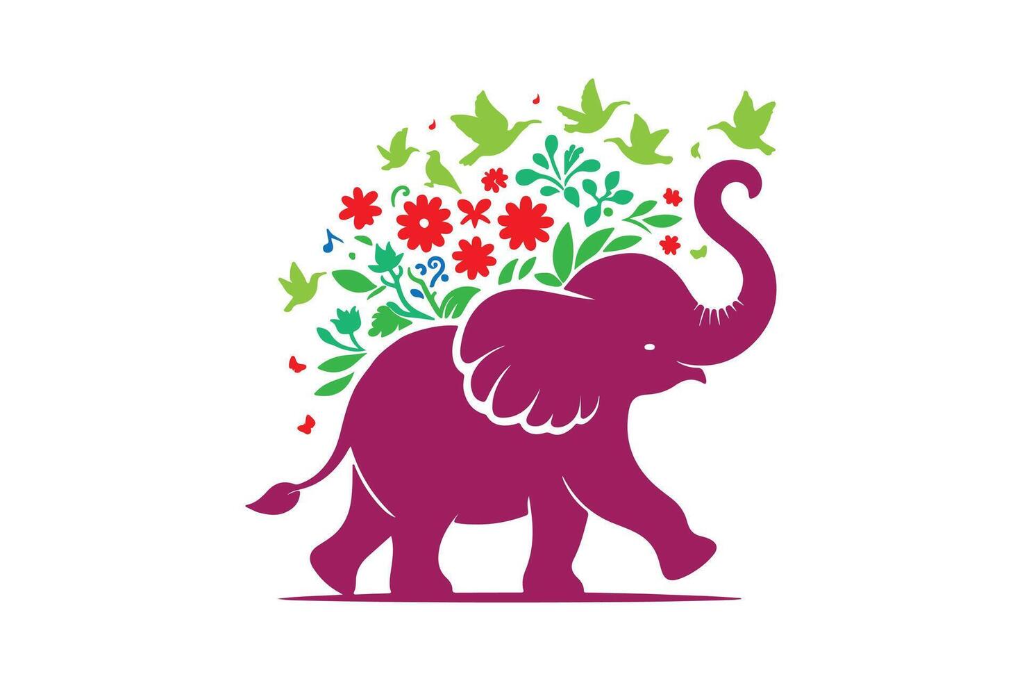 Colourful elephant silhouette image vector