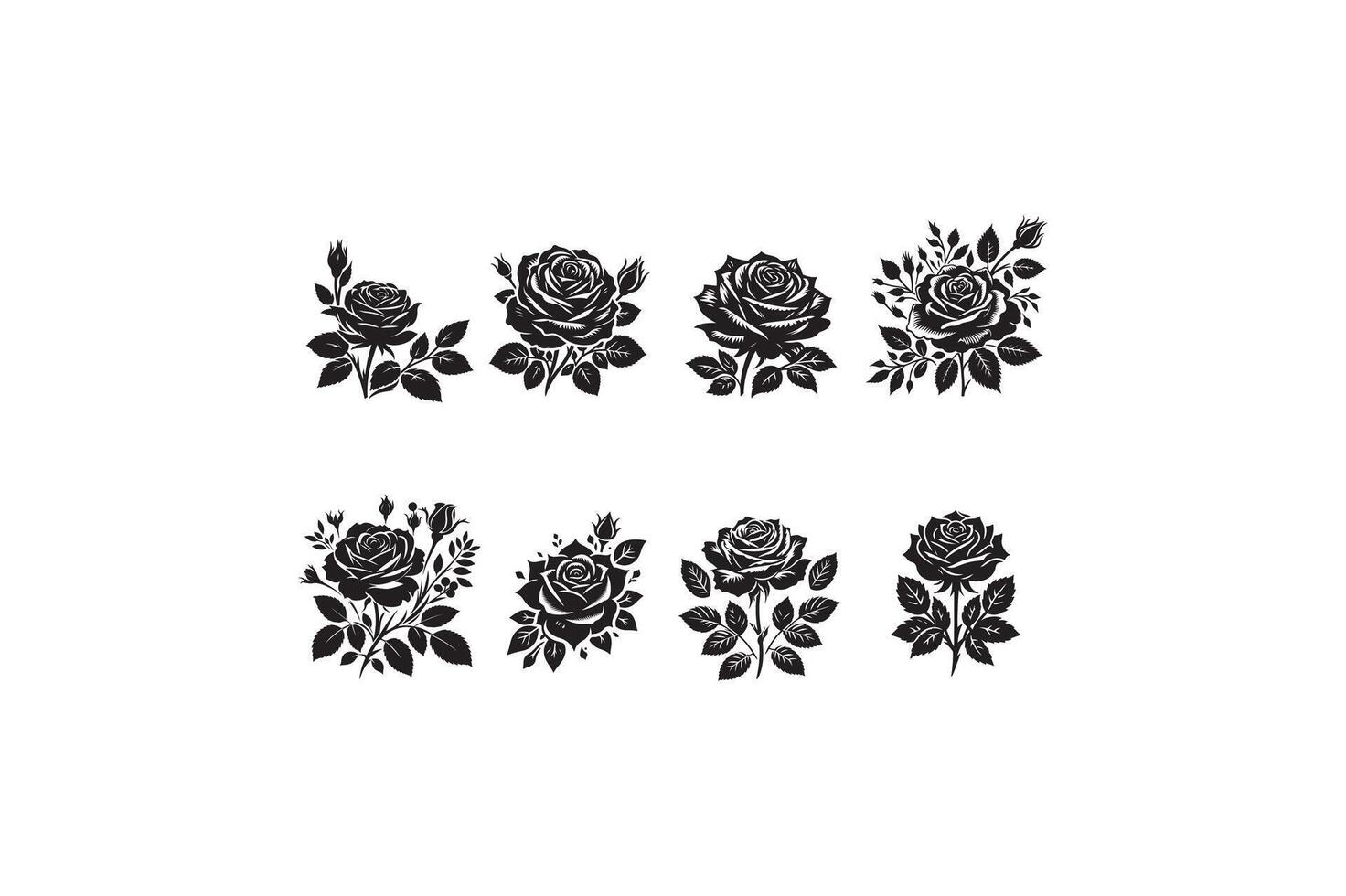 a row of roses silhouette vector