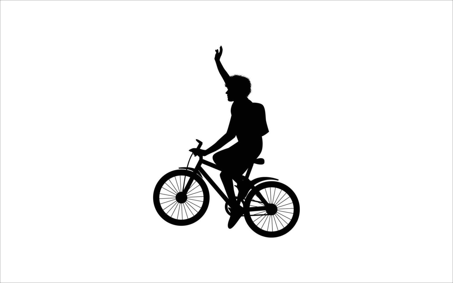 People riding bicycle silhouette image vector