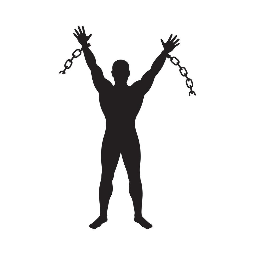 Silhouette man in the chain vector