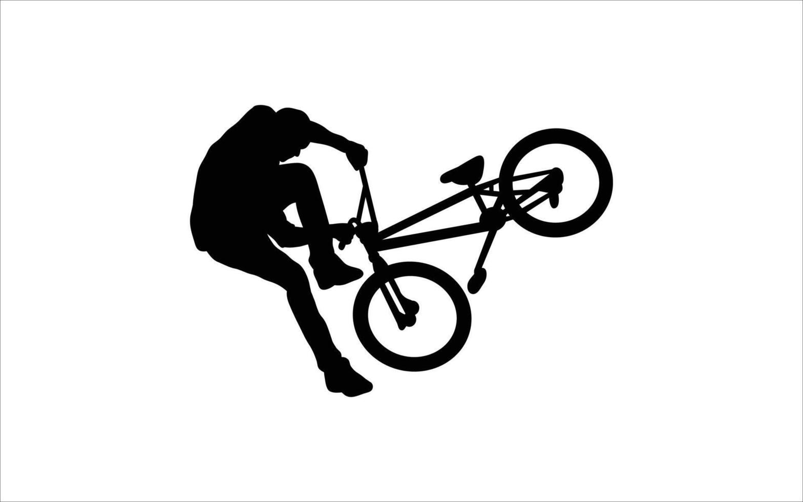 People's playing with bicycle silhouette image vector