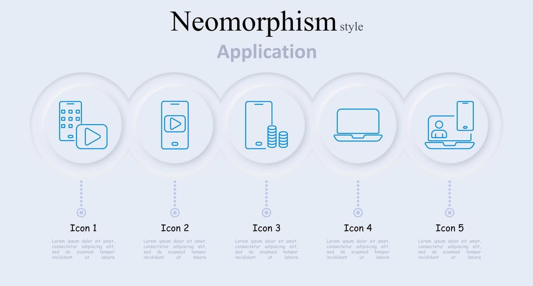 Application set icon. Smartphone with play button, smartphone with play button and coins, laptop, smartphone with call, application, multimedia, communication, finance vector