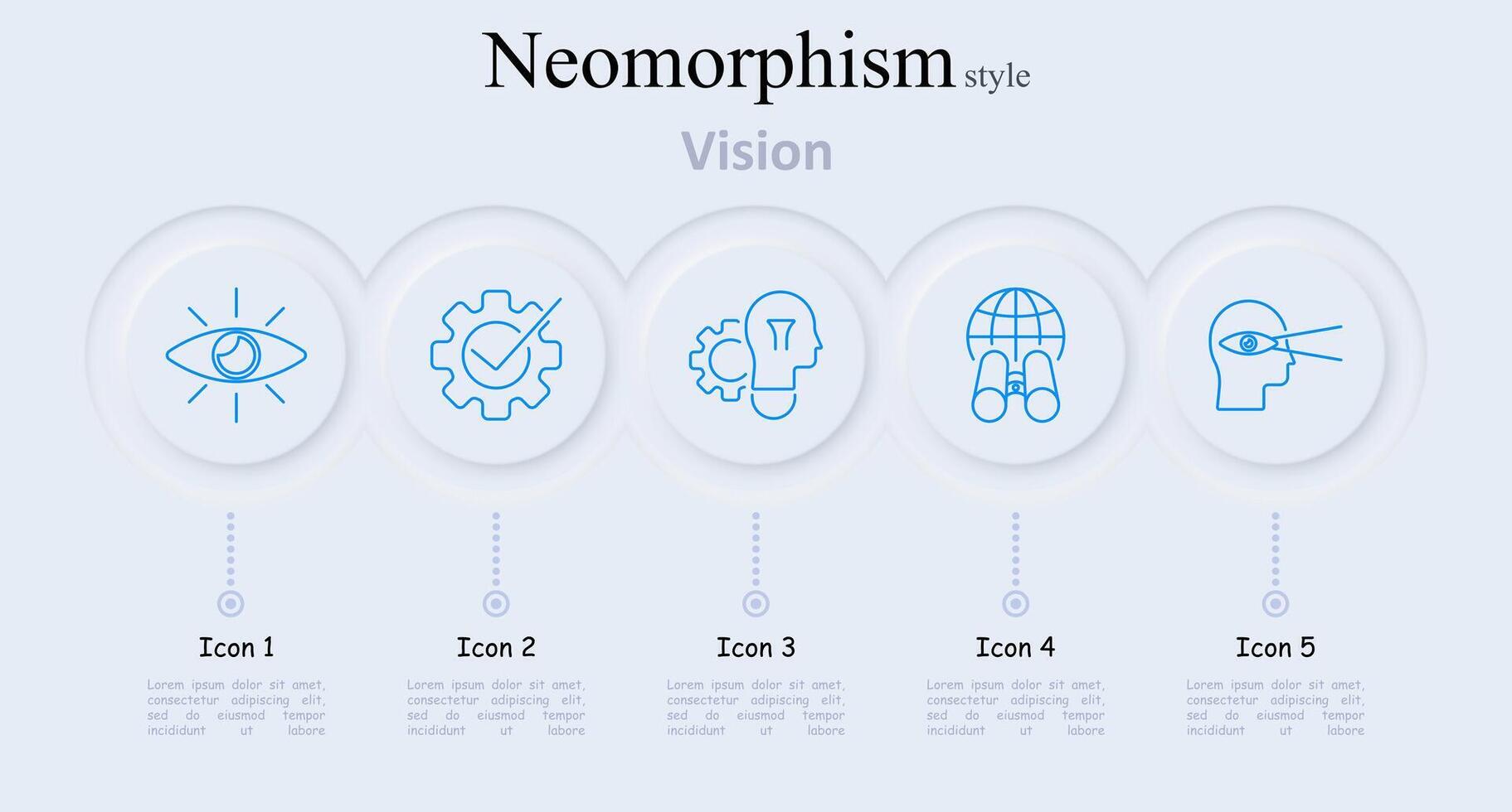 Vision set icon. Eye, gear with check mark, light bulb with gears, globe with binoculars, head with vision lines, seeing, idea generation, innovation, global vision, insight vector