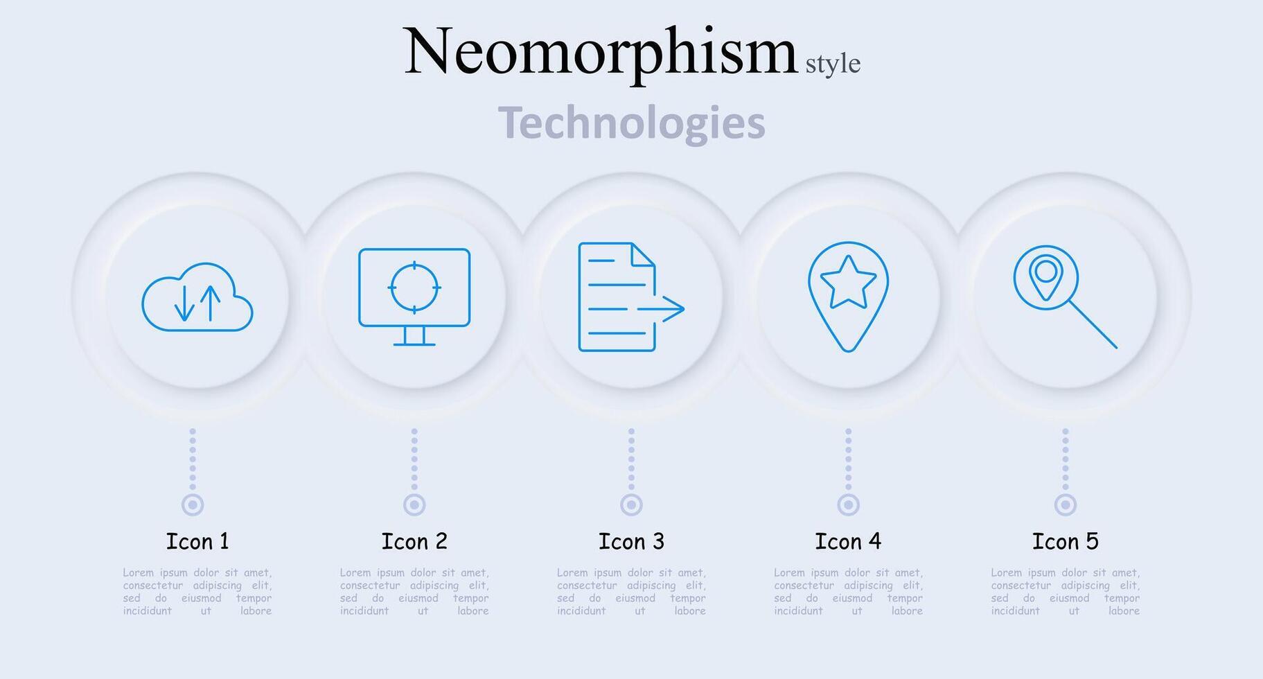 Technologies set icon. Cloud sync, computer screen, document, star, location pin. Technology, IT, cloud, data, computing, internet, software, digital, storage, server, favorite, star, target, location vector