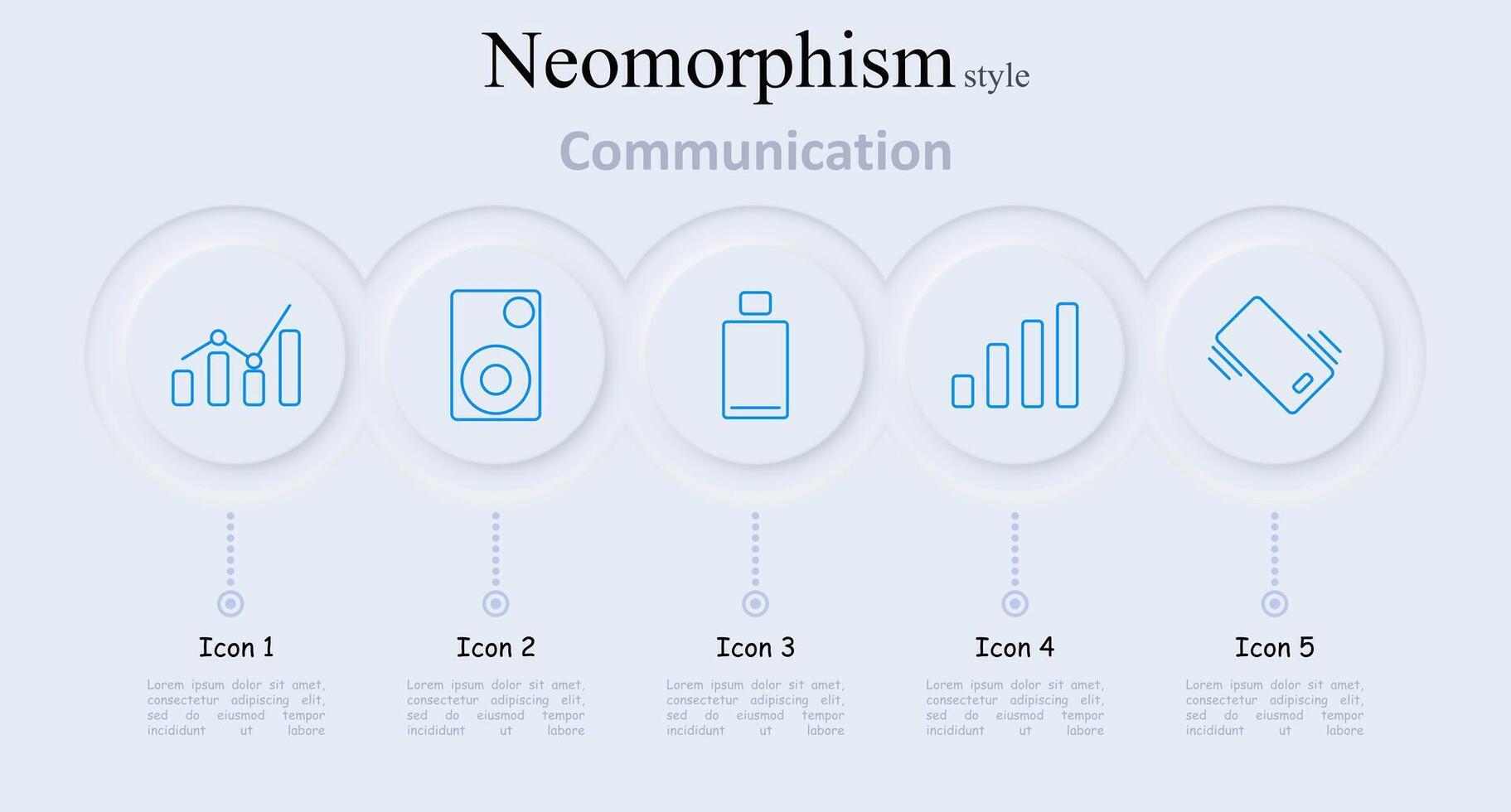 Communication set icon. Growth chart, speaker, message bottle, signal bars, shaking phone, communication, networking, technology, data, signal, audio, messaging, connectivity vector