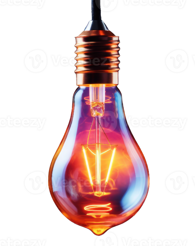 Glowing Edison Blub, idea concept transparent background cutout png