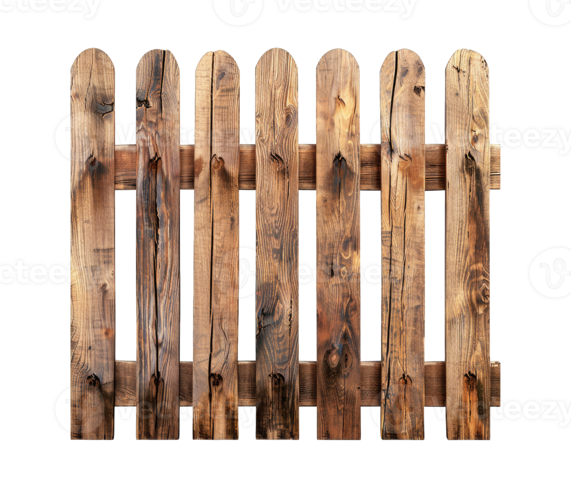 Wooden fence brown isolated on transparent background cut out png