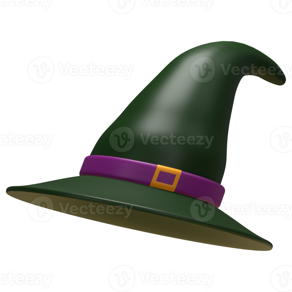 3D Halloween Green Witch Hat png