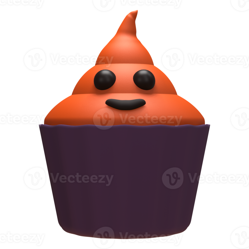 3D Halloween Orange Cupcake png