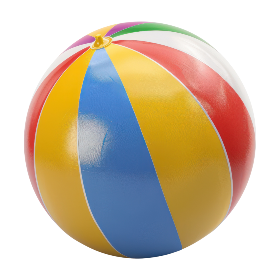 Inflatable Beach Ball with Colorful Stripes isolated on Transparent Background. Rainbow Beachball Clipart png