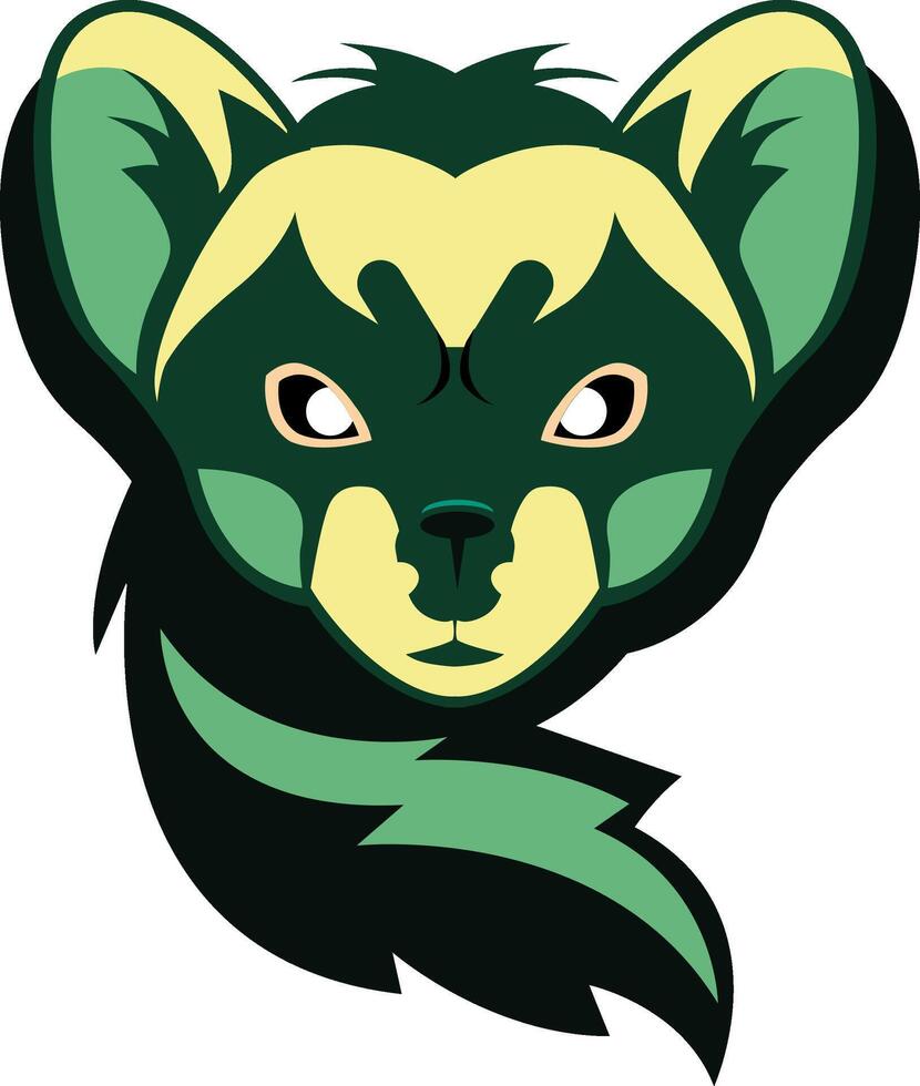 ferret in green on a white background. vector