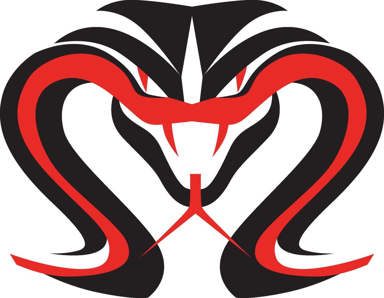 Black and red snake stylized as a logo on a white background. Background excluded vector