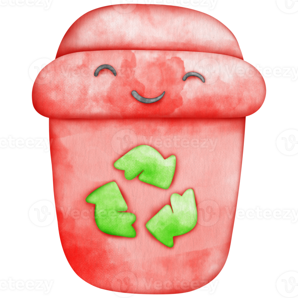 Red trash can eart day, environtment concep png