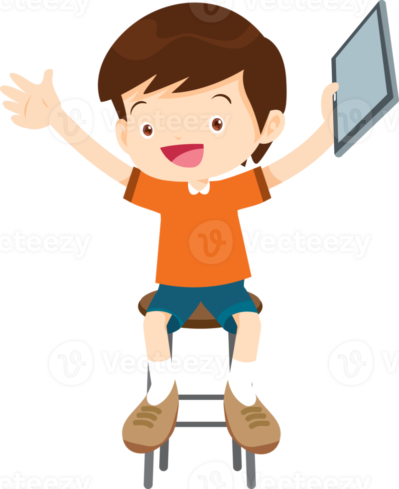 child sitting use gadget Mobile and laptop png