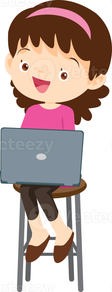 child sitting use gadget Mobile and laptop png