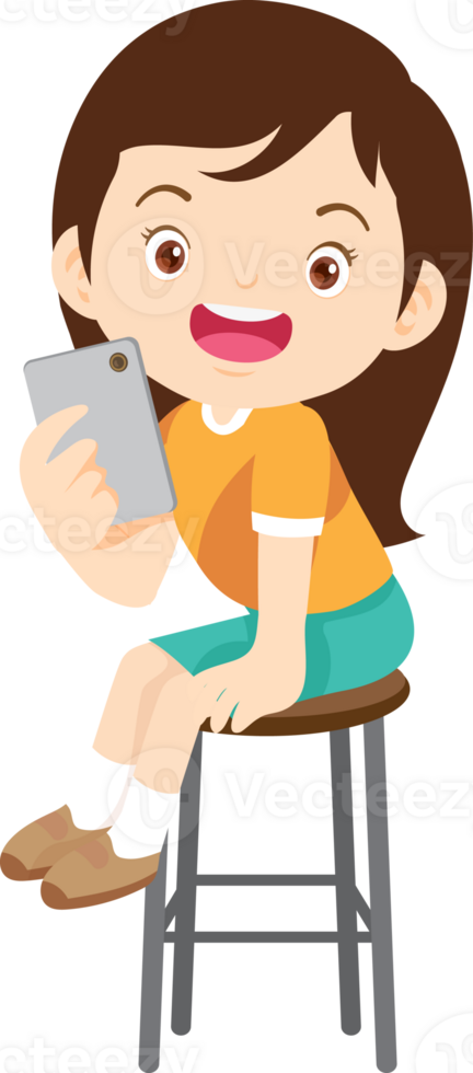 child sitting use gadget Mobile and laptop png