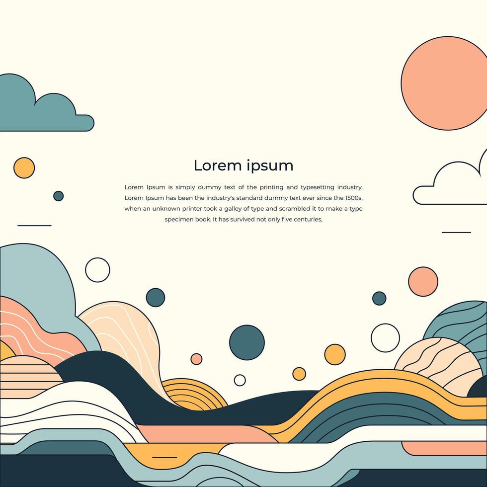 verano rebaja plano cuentos plantilla, resumen creativo mano dibujó ilustración verano antecedentes en mínimo de moda estilo con Copiar espacio para texto -Facebook cubrir, póster, bandera vector