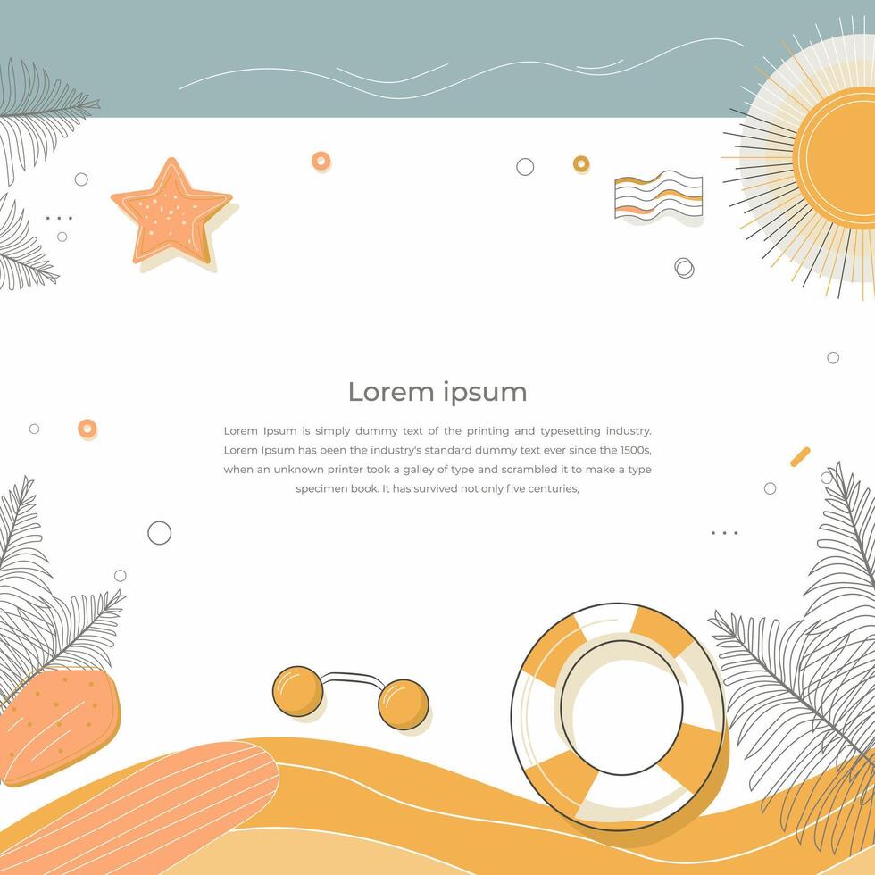 Summer sale flat stories template, Abstract creative hand drawn illustration summer backgrounds in minimal trendy style with copy space for text -Facebook cover, Poster, Banner stock illustration vector