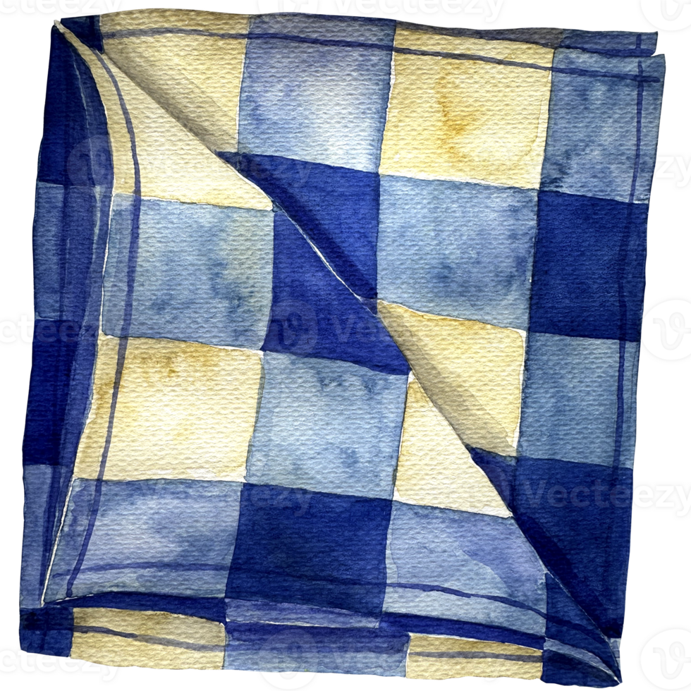 Watercolor kitchen towel. Watercolor eco friendly napkin. Watercolor zero waste illustration of towel. Folded dish towel sketch for culinary blog, cookbook, recipes. png