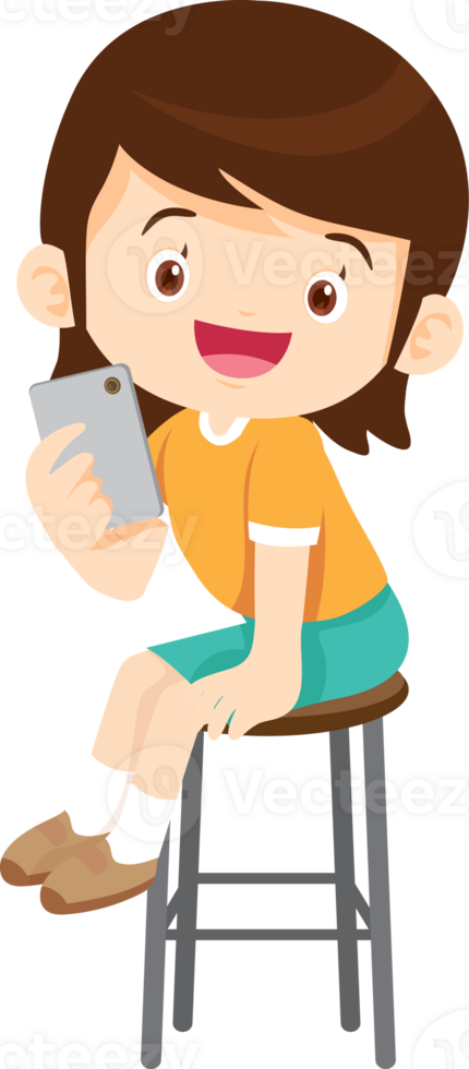 child sitting use gadget Mobile and laptop png