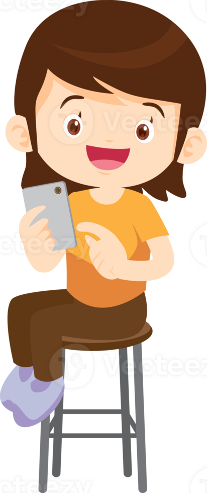 child sitting use gadget Mobile and laptop png