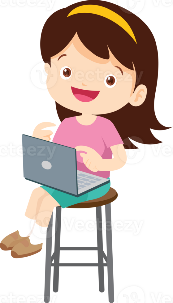 child sitting use gadget Mobile and laptop png